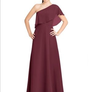 Azazie One shoulder Lizzy dress! Maroon Cabernet